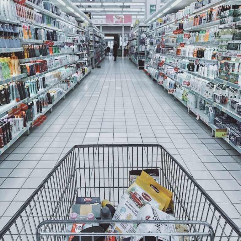 Grocery Cart and Aisle